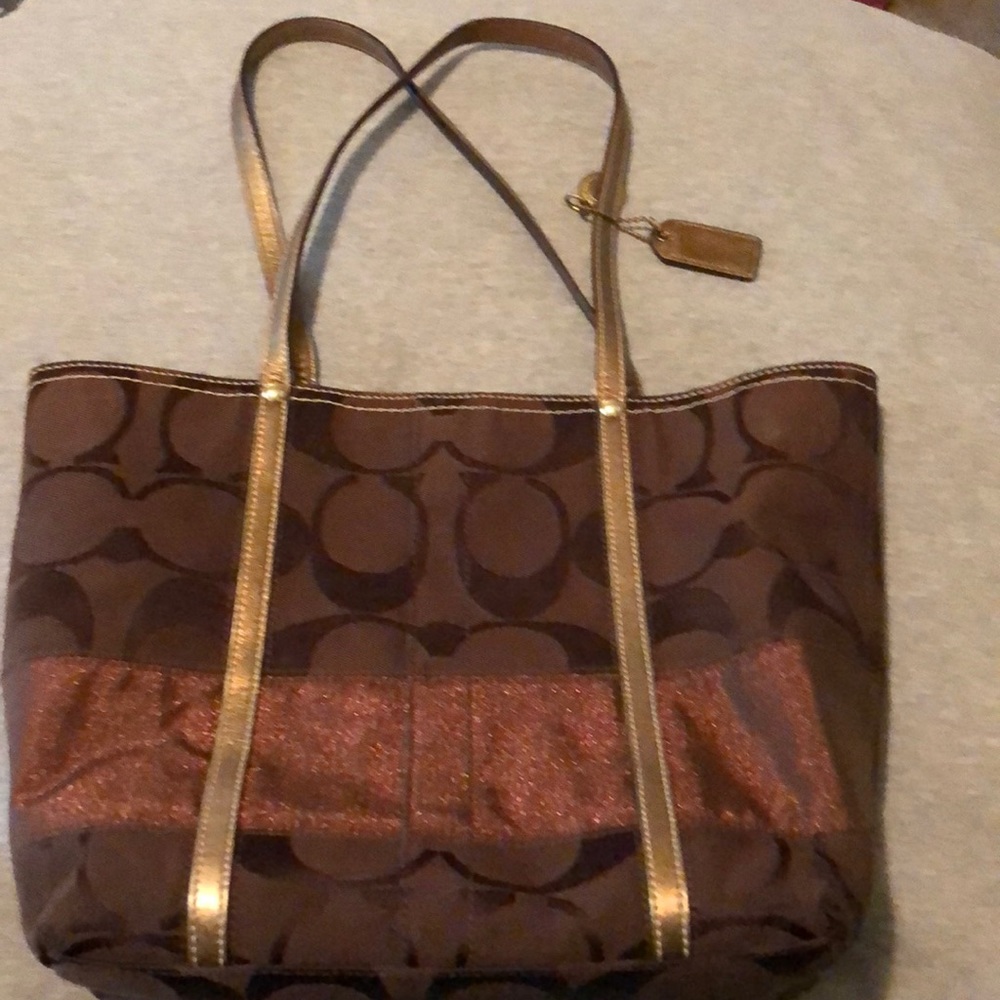Coach signature C brown/brown shimmer copper tote
